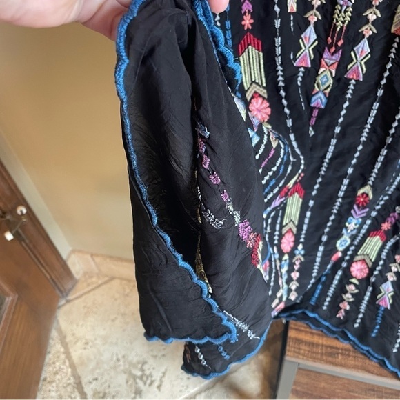 Johnny Was Embroidered Georgette Poncho with Side Slits - Picture 10 of 11